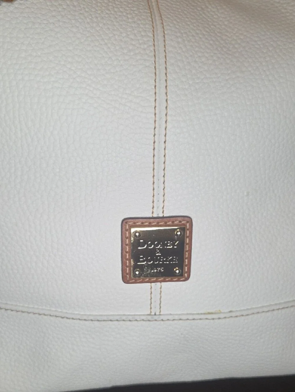 Sale! NWOT Dooney & Bourke White Pebble Leather Shoulder Bag with Brown strap. - Picture 3 of 13